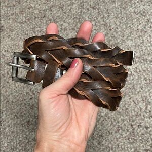 Brave braided Brown Leather Belt with silver buckle - new